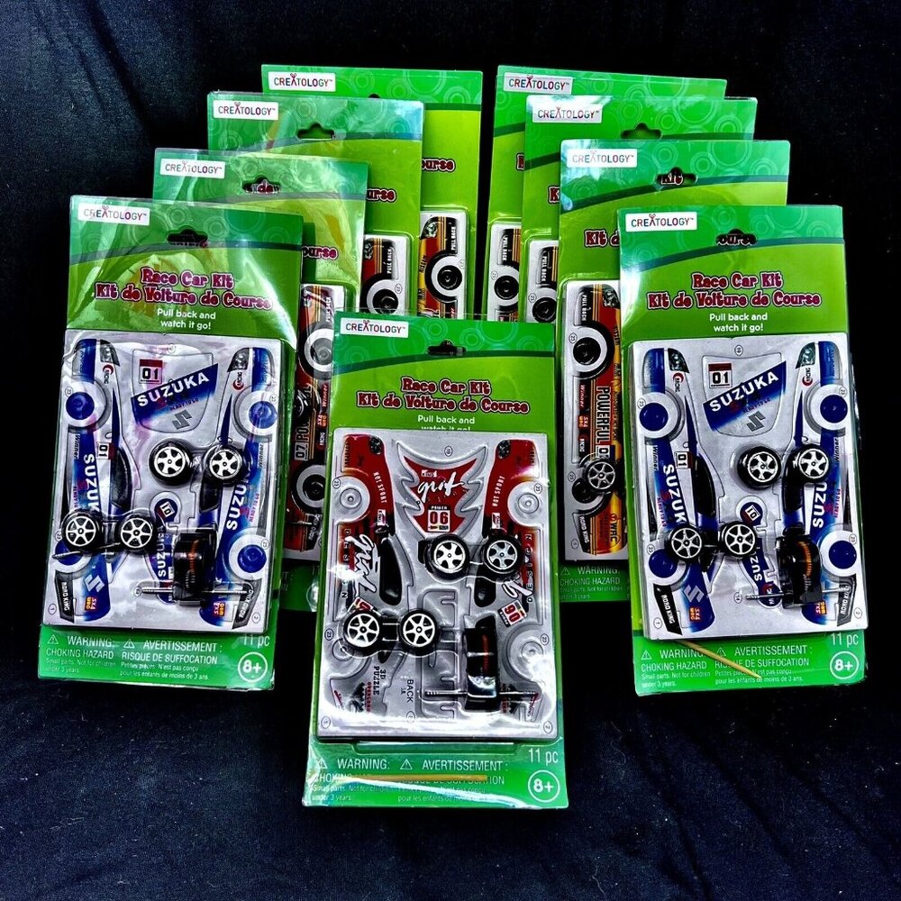 9 pack Creatology Race Car‎ Kits (Yellow, Blue  & Black Car) - BRAND NEW!! Party